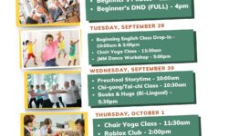 Weekly Schedule for September 28 to October 2nd!